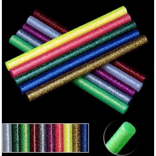 5Pcs/set Colored Hot Melt Glue Sticks 7mm Adhesive Assorted Glitter Glue Sticks Professional For Electric Glue Gun Craft Repair