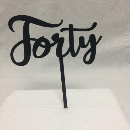 Forty Acrylic black and rose gold 40th birthday cake topper