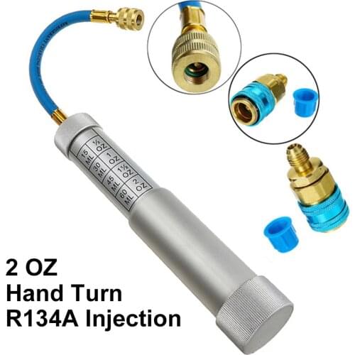 Auto Interior Oil Dye Injector AC Adapter Hand Turn Filler Injection Tool Car Auto Oil Dye Injector Adapter UV03QC12L R134A 2 OZ