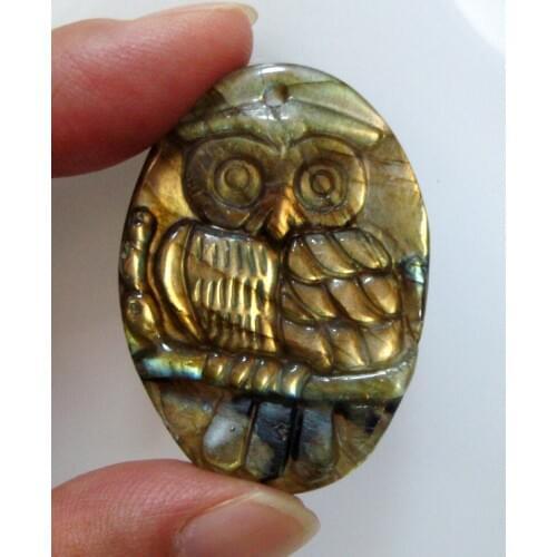 Free Shipping Natural Labradorite Carved Owl Pendants Women/Man Jewelry Accessories Weddings Parties Birthday Gift
