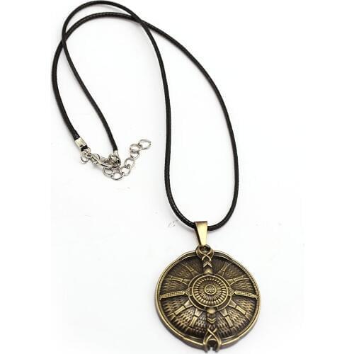God of War 4 Necklace Metal Ancient Bronze Kratos Shield Pendant Rope Chain Choker Necklaces Women Men Charm Gifts Game Jewelry