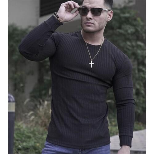 Breathable Sports Long Sleeve Gyms Fashion Brand Bodybuilding Men Casual T Shirts Tops Tees Shirt Mens Clothing Workout Tshirt