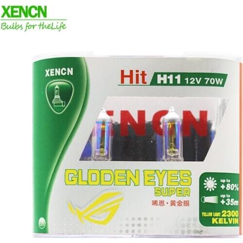 XENCN Halogen Headlight Replace Upgrade H11 12V 70W PGJ19-2 2300K 80% more light 75M beam super yellow light free shipping 2pcs