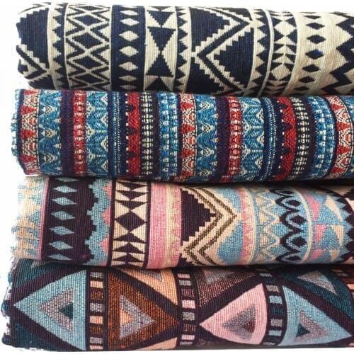 Bohemia style Cotton linen fabric Geometric patterns DIY Handmade Patchwork cloth Tablecloth sofa curtain fabric 100*150cm