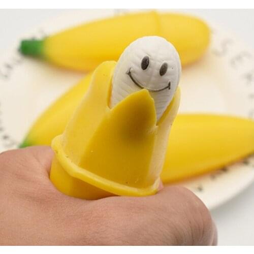 Fidget Toy Hand Squeeze Ball Vent Banana Miniature Novelty Toy Toddler Gift Stress Relief Toy Realistic Peeling Banana G2AE