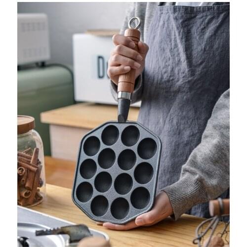 12 Cavities Takoyaki Pan Takoyaki Maker Octopus Small Balls Cast Iron Pan Home Baking Cooking Tools Kitchen Cookware Grill Pan