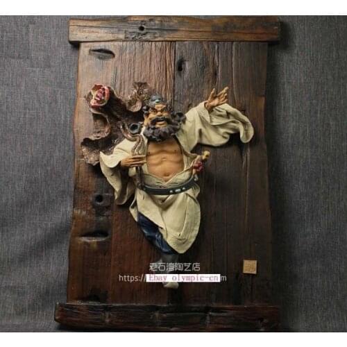 33'' china porcelain Ceramic Art pottery carvings wall hanging Zhong Kui statue