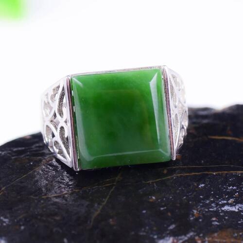 Real green jade rings Jasper brave troops ring with 925 sterling silver ring for men women rings jadeite jade jewelry 925 ring