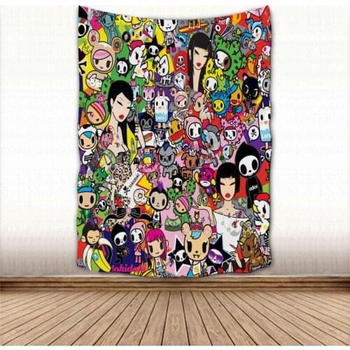 Beautiful Tokidoki Cartoon Tapestry Wall Hanging Fabric Tapestry Art Home Decoration Sleeping Pad Wall Carpets Dorm Decor