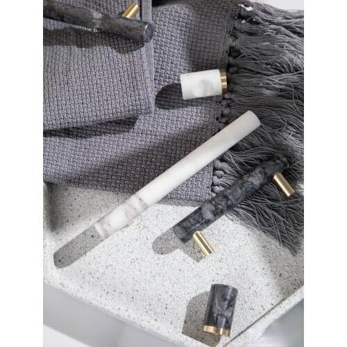 Brass + Marble Cabinet Handles Wardrobe Knobs Stone Brass Drawer Pulls Dresser Knob Cupboard Handle European Furniture Hardware