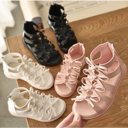 Girls Summer Sandals Kids Girls Princess Dress Shoes Toddler Children Roman Beach Sandals Gladiator Flowers Shoes