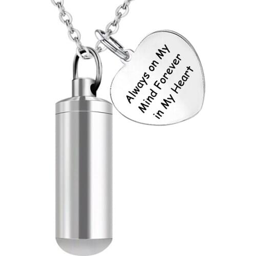 Human Pet Memorial Cremation Urn Pendant Keepsake Necklace for Ashes Holder with Funnel Kit - Always in My Heart