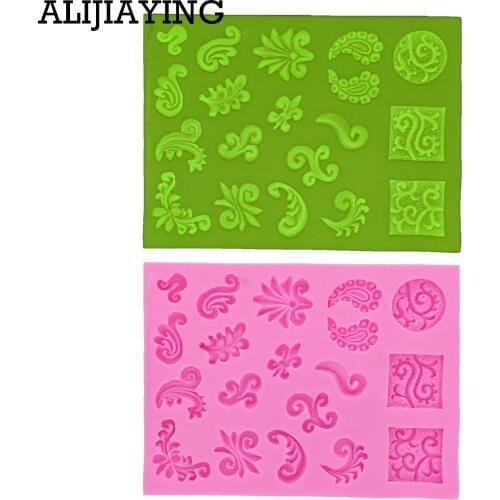 M0036 Baroque Scrolls Silicone Fondant Molds Cake Decorating Tools Flower Vine Cupcake Candy Chocolate Sugar Craft Moulds