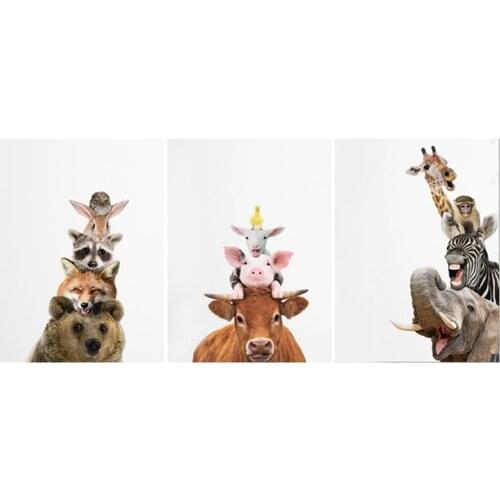 Cute Bear Fox Raccoon Zebra Giraffe Diamond Embroidery Crystal Rhinestones Mosaic Diamond Painting Cross Stitch Kids Room Decor