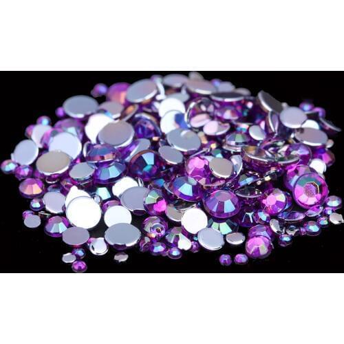 Many Sizes AB Acrylic Rhinestones Purple Color Shoes Clothing Decorations Sparkling Newest Nail Art Decorations