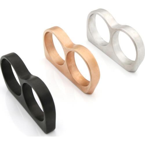 Mens High Quality Jewelry Two Finger Ring Vintage Stainless steel Rings Cool Punk Party fashion ring Men Women finger ring