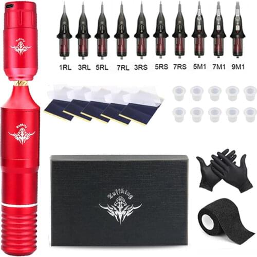 Professional Rotary Tattoo Machine Set Wireless Power Supply With Cartridges Needle Permanent Makeup Machine For Tattoo Body Art