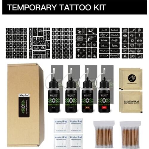 1 Set Temporary Tattoo Body Paint Kit Makeup Supplies Natural Waterproof Long LastingTemporary Tattoo Body Art Paint