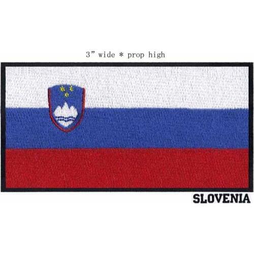 3" wide SLOVENIA embroidery flag patch black border clothes iron custom embroidered patch