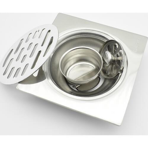 New Square Shower Floor Drain Anti Odor Bathroom Tile Insert Floor Drainer with Filter Removable Cover for Kitchen Washroom