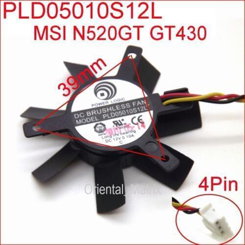 Free Shipping PLD05010S12L DC12V 0.10A 45mm 32x32x32mm 3Wire 4Pin VGA Fan For MSIGT440 N440GT Graphics Card Cooling Fan