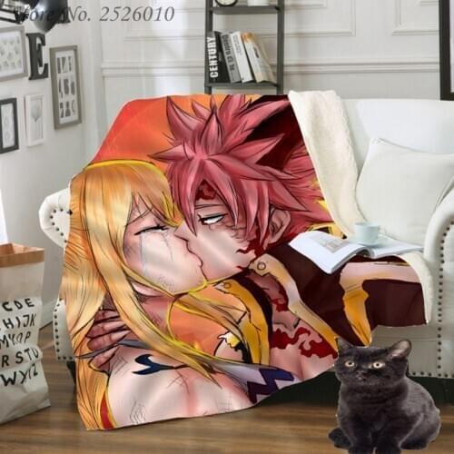 Throw blanket Japan Anime Fairy Tail 3D Velvet Plush Blanket Bedspread For Kids Girls Sherpa Blanket Couch Quilt Cover Travel 05