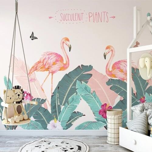 Custom Photo Wallpaper 3D Abstract Tropical Plant Flamingo Mural Living Room TV Sofa Background Wall Decor Papel De Parede Sala