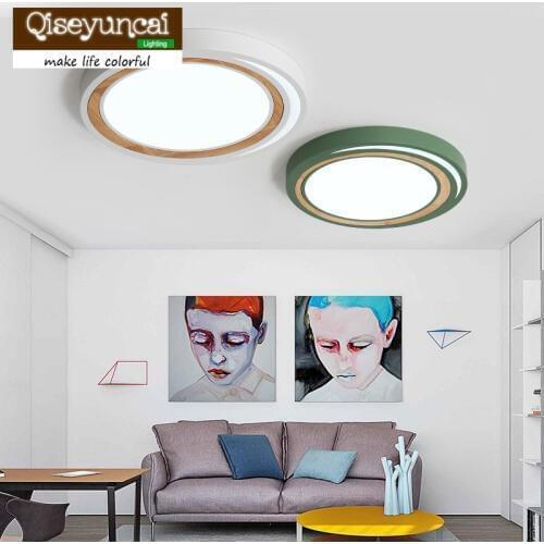 Qiseyuncai Nordic macaron style ultra-thin ceiling lamp modern minimalist living room log warm bedroom lamp free shipping