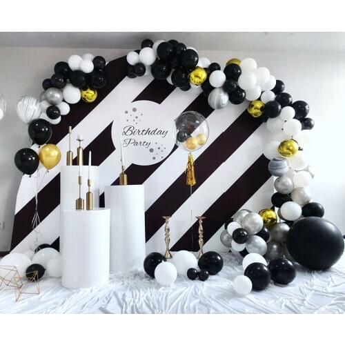130pcs Marble Balloons Garland Kit Chrome Gold Black White Balloon Arch Birthday Wedding Baby Shower Hollywood Party Decorations