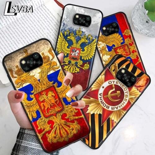 Russian flag for Xiaomi Poco X3 NFC X2 M3 M2 F2 F3 Pro C3 F1 A2 Lite Mix3 Play Silicone Soft Black Phone Case