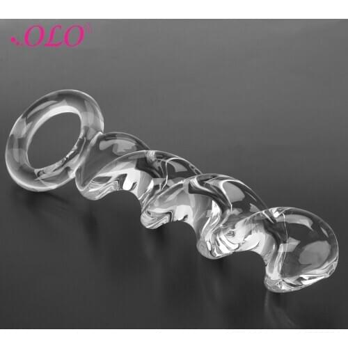 OLO Glass Dildo Anal Plug Pyrex Crystal Female Masturbation Vagina Massage Fake Long Penis Cock Sex Toys for Women Men