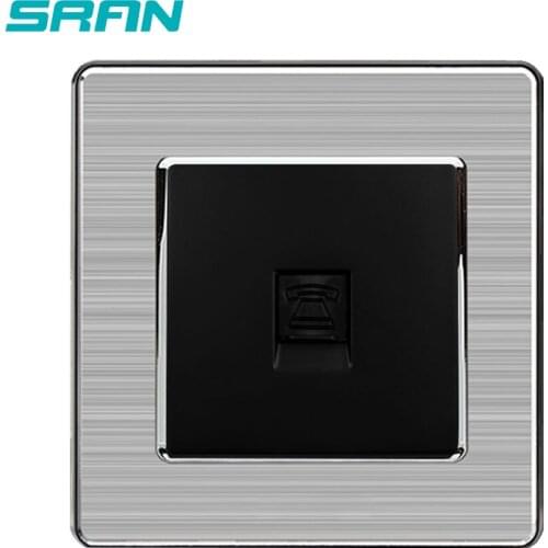 SRAN General Standard stainless steel frame Panel 86*86mm One Gang Telephone Socket / Outlet A101-020