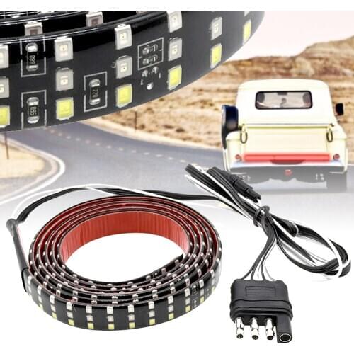 12V 60 Inch Truck Tailgate Streamer LED Strip Light Bar Triple Row 4-Function With Brake Turn Signal For Jeep Pickup SUV Dodge