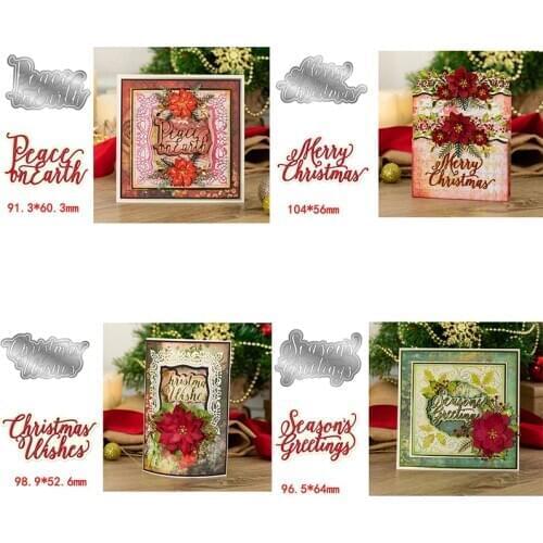 Warm Words Letters Peace On Earth Christmas Wishes Metal Cutting Dies Scrapbooking Album Paper Diy Cards Crafts Embossing Dies