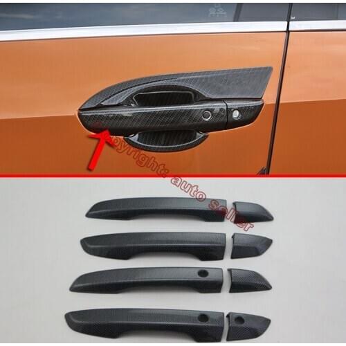 Carbon fiber Style Car Decoration Door Handle Cover Trim Molding With Smart Hole For Honda Civic 2016 2017
