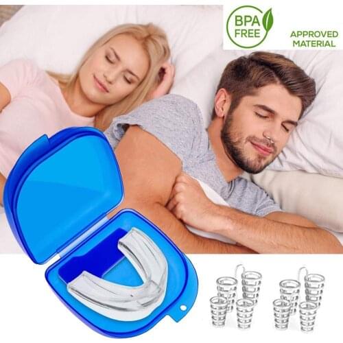 Anti Snoring Devices 4 Snoring Stopper Nasal Dilators-1 Anti Snoring nose clip Mouthpiece Sleep Mouth Guard Snore Stopper Set