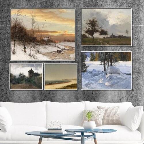 Vinsonloud Home Decoration Print Canvas Wall Art Picture Paintings Horizontal Natural scenery, snow in winter Oil Paiting