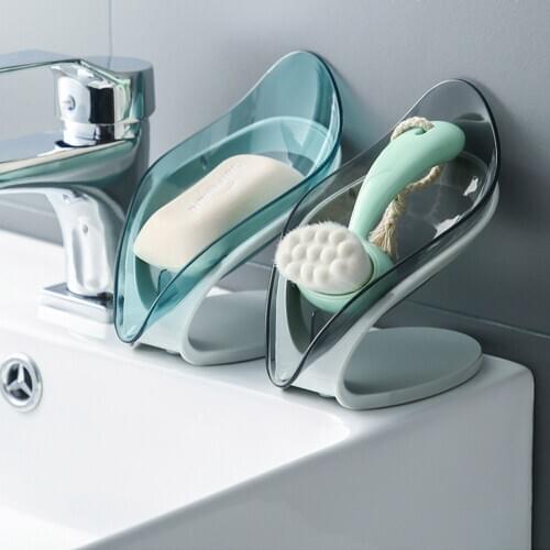 Leaf-shaped soap box sucker non-slip bathroom soap holder creative kitchen dishwashing brush sponge holder kitchen storage rack