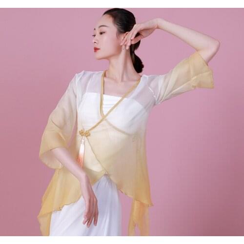 Chinese Dance Costume Fairy Stage Costume Hanfu Women Chinese Dance Practice Clothes Classical Dance Tops Folk Dance Wear JL3391