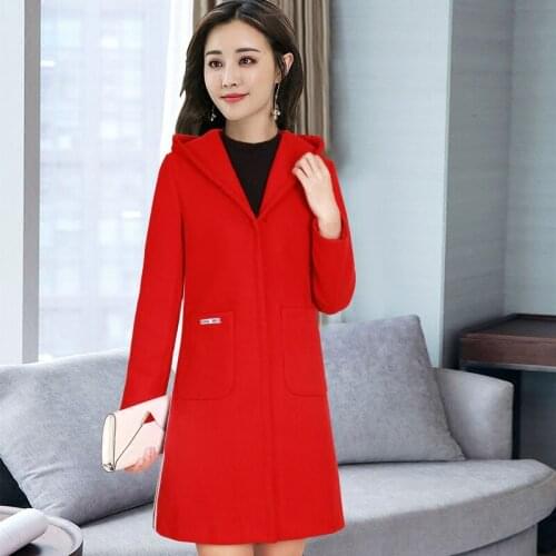 2019 new autumn and winter wool coat female long section Korean Slim thin wool coat womens clothing