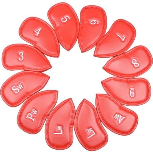 12 Pcs One Side Number Deluxe Synthetic Leather Golf Iron Head Covers Club Headcover Waterproof for All Irons Club