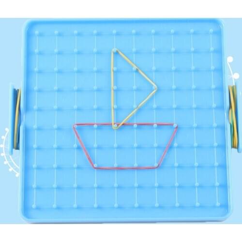 16x16cm Double Sided Geoboard Nails Peg Board Elastic Bands Kids Teaching Aids