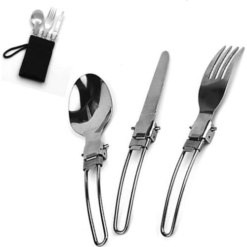 3PCS Knife Utensil Combo Spork Fork Outdoor Supplies Spoon Set Kitchen Accessories Stainless Steel Long Cookware Camp Cutlery