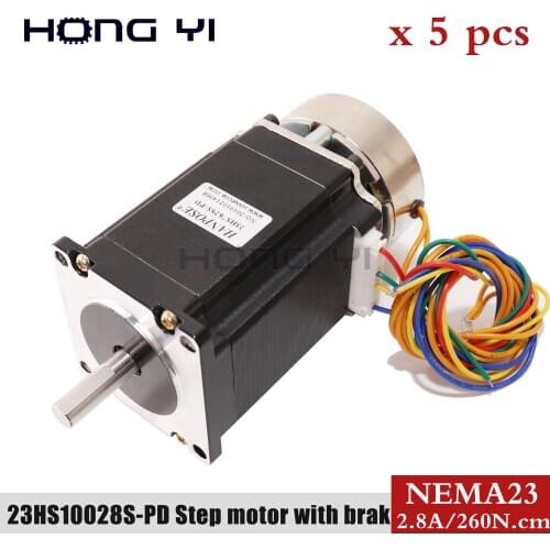 5PCS 23HS10028-PD 4-wire stepping motor with brake body length 100mm, torque 260ncm