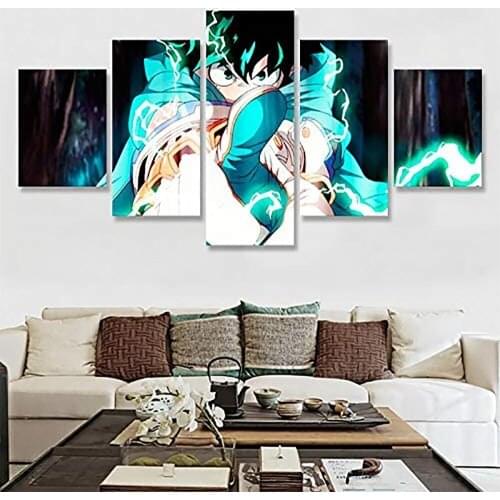 5 Piece Wall Art Canvas Anime Manga Posters Japanese Hero Figure Pictures And Prints Home Decor Living Room Decoration Paintings