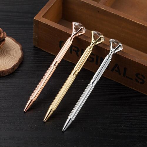 500pcs Custom High-End Pen Fashion Diamond Pen Refill Colorful Ink Flash Writing Pens Stationery LOGO Brand Made Free By Laser