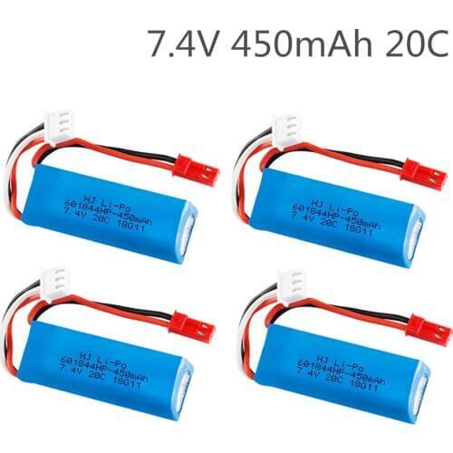 7.4V 450mAh 20C Lipo Battery for WLtoys K969 K979 K989 K999 P929 P939 RC Car Parts 2s 7.4v Battery
