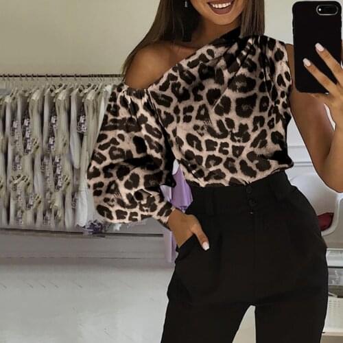 Celmia Fashion Satin Blouses Women Sexy Off Shoulder Long Sleeve Party Tops Casual Shirt Vintage Tiger Print Elegant Work Blusas