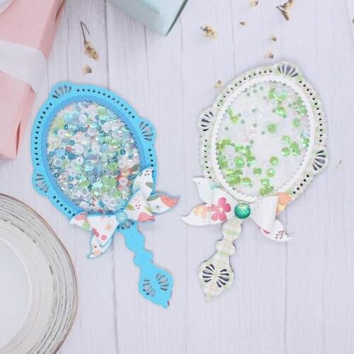 ZLDECOR Big Handheld Mirror Shaker Metal Cutting Dies Stencils for DIY Scrapbooking Decorative Embossing DIY Paper Cards