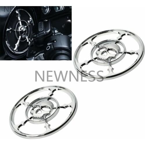 Chrome Skull Motorcycle Speaker Grills Cover Case for Harley Electra Glide Street Glide 1996-2013 2012 2011 2010 2009 2008 2007